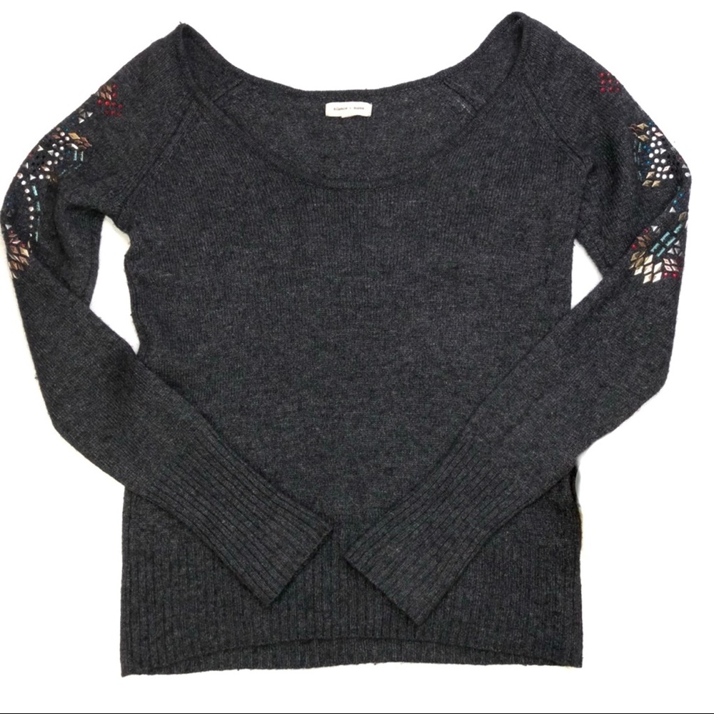 Silence + Noise By Urban Outfitters Charcoal Angora Wool Studded Sweater